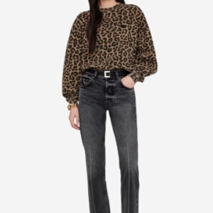 Miles Sweatshirt - Black And Brown Leopard
