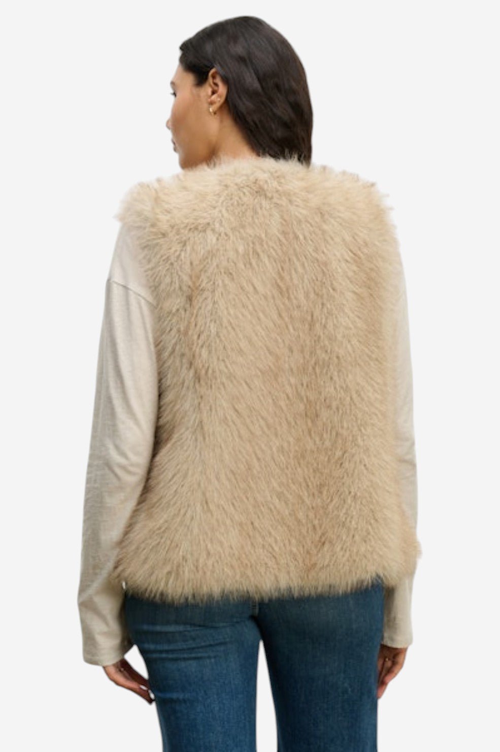 Anastasia Lux Fur Vest - Taupe - Image 4