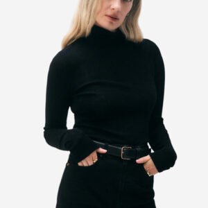 Superfine Cashmere Blend Turtleneck - Black