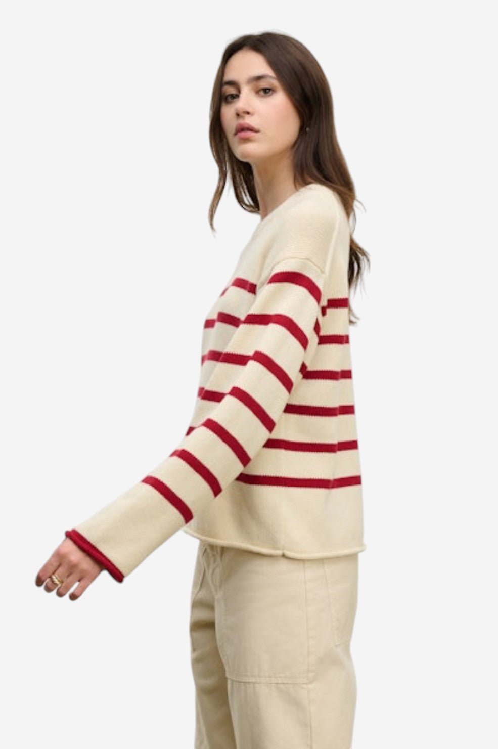 Lucia Sweater - Cream/Shiraz - Image 2