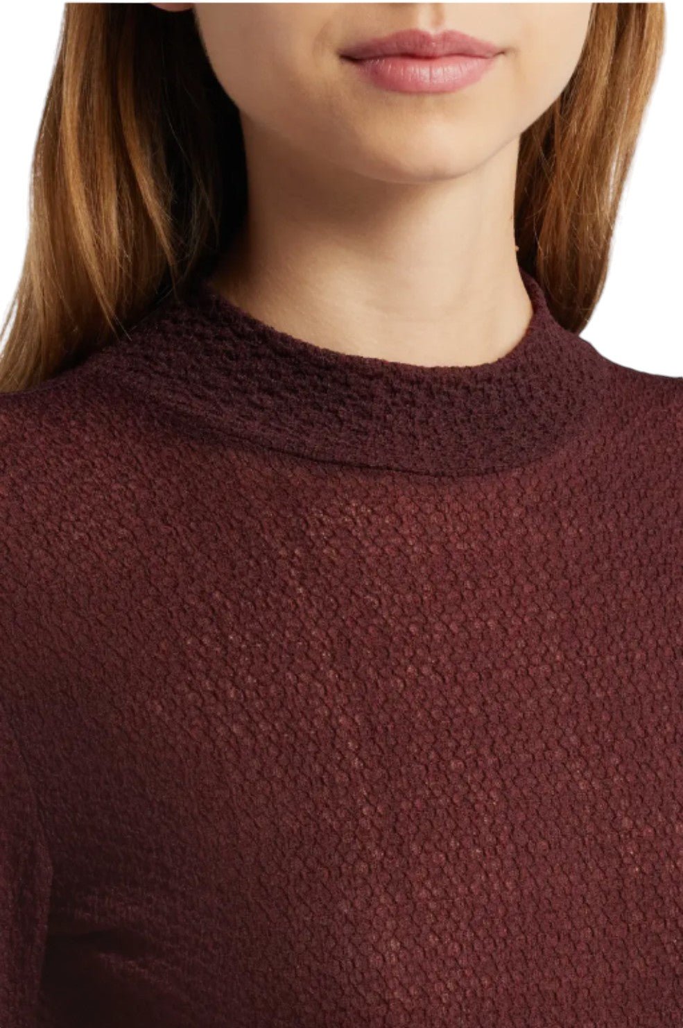 Mesh Lace Turtleneck - Deep Burgundy - Image 4