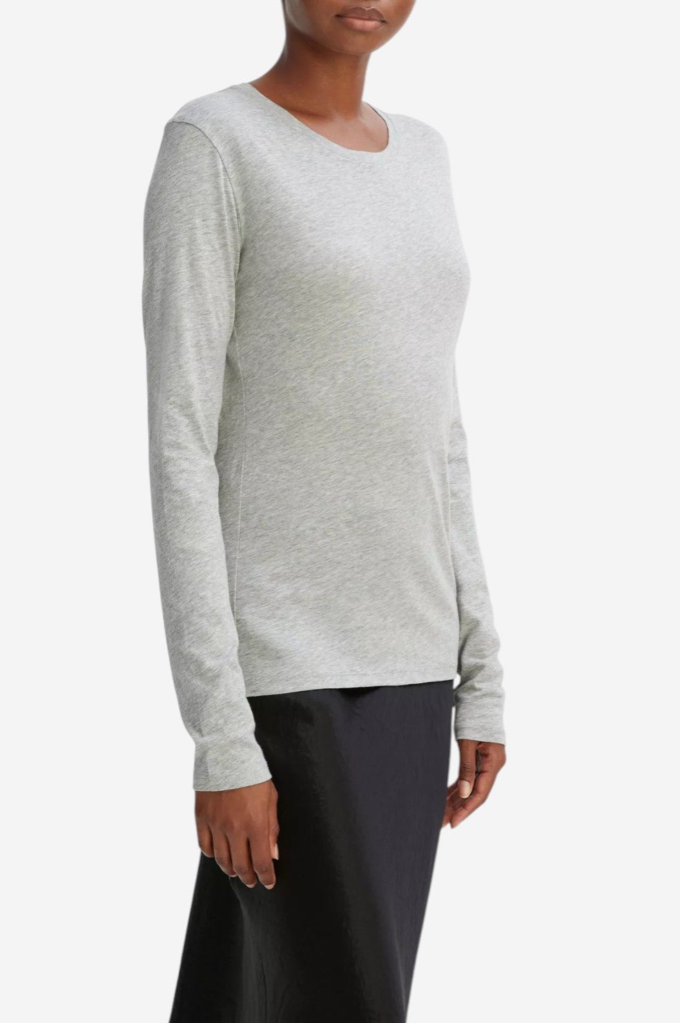 Essential Long Sleeve Crew Neck T-Shirt - Heather Grey - Image 3