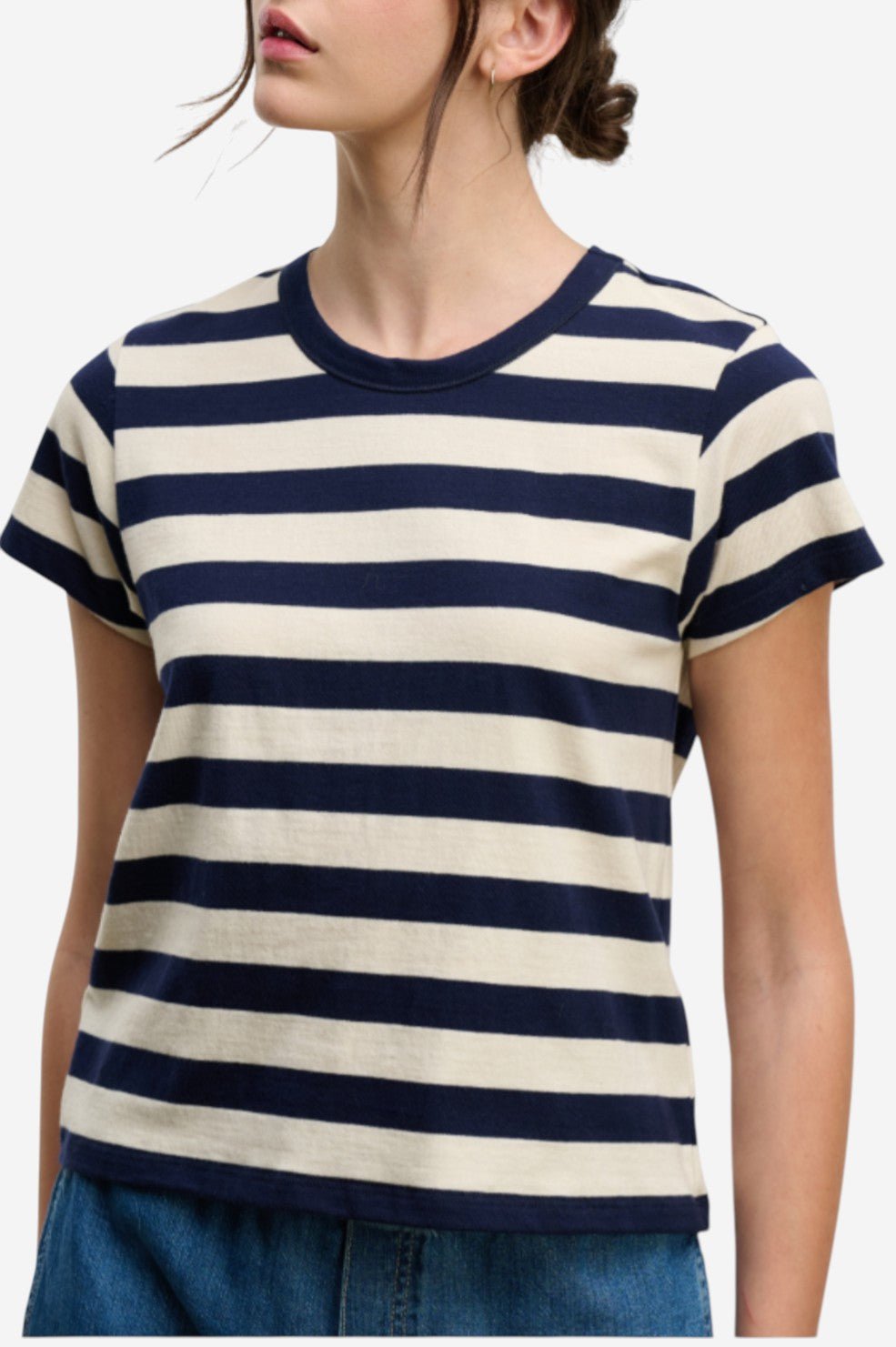 Anais Jersey Stripe Top - Navy Stripe - Image 2