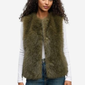 Anastasia Lux Fur Vest - Dark Green