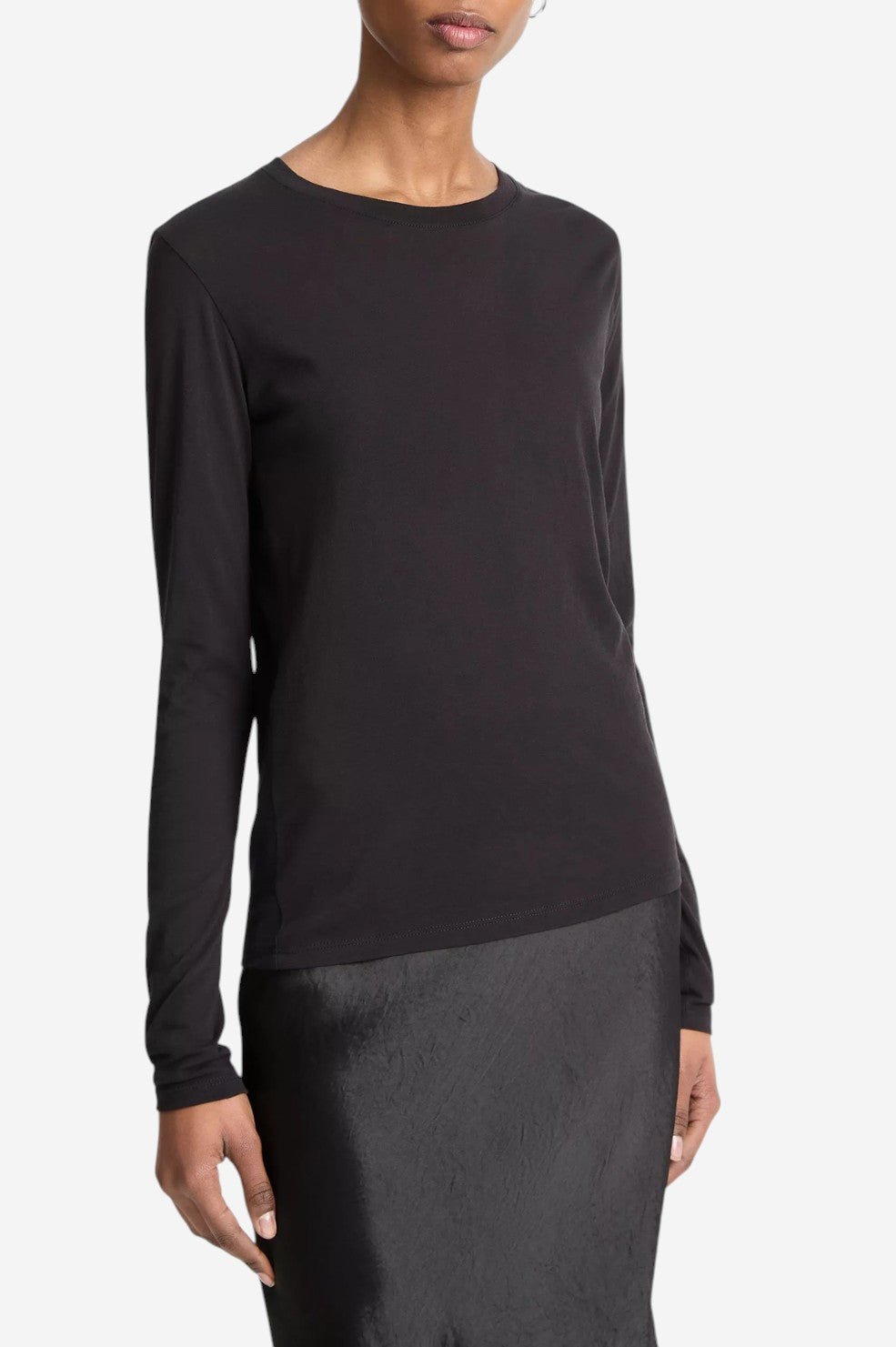 Essential Long Sleeve Crew Neck T-Shirt - Black - Image 2