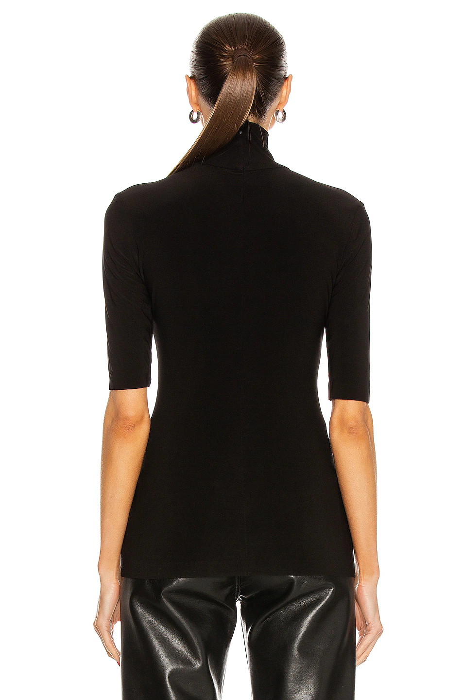 Slim Fit Short Sleeve Turtleneck - Black - Image 2