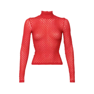 Mesh Lace Turtleneck - Red